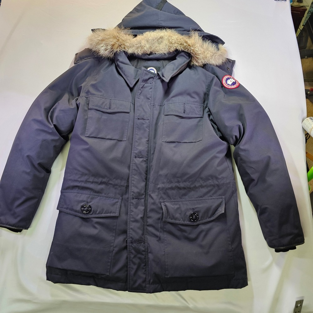 Canada Goose Banff Parka Navy Blue Down Jacket Fur Hood 4074M XL